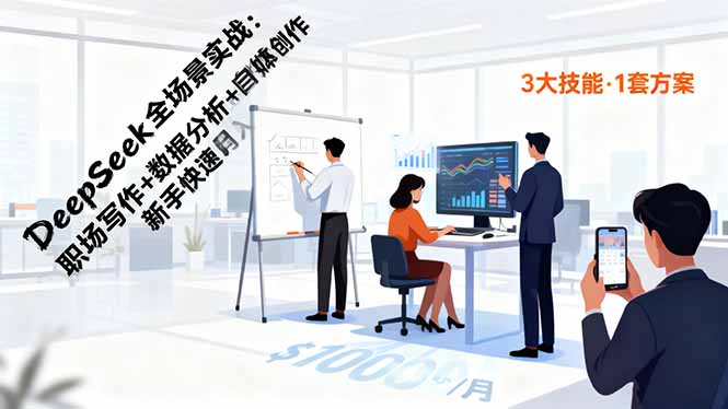 （16418期）DeepSeek全场景实战：职场写作+数据分析+自媒体创作，新手快速月入过万网赚项目-副业赚钱-互联网创业-资源整合网创云库
