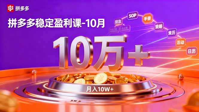 （16413期）拼多多稳定盈利课-10月，强付费SOP+微付费高投产+活动矩阵，单店月入10万+网赚项目-副业赚钱-互联网创业-资源整合网创云库