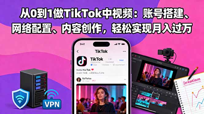 （16461期）从0到1做TikTok中视频：账号搭建、网络配置、内容创作，轻松实现月入过万网赚项目-副业赚钱-互联网创业-资源整合网创云库