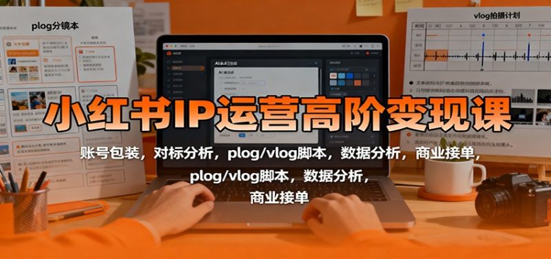 小红书IP运营高阶变现课：账号包装，对标分析，plog/vlog脚本，数据分析，商业接单网赚项目-副业赚钱-互联网创业-资源整合网创云库
