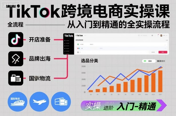 TikTok跨境电商实操课，从入门到精通的全实操流程网赚项目-副业赚钱-互联网创业-资源整合网创云库