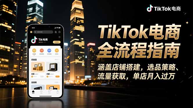 （16524期）TikTok电商全流程指南，涵盖店铺搭建、选品策略、流量获取，单店月入过万网赚项目-副业赚钱-互联网创业-资源整合网创云库