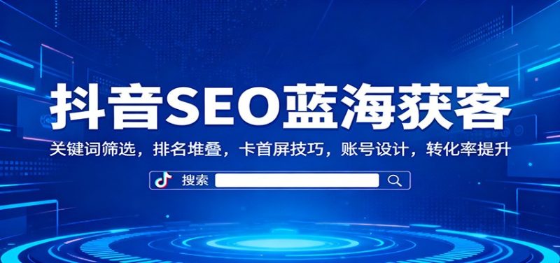 抖音SEO蓝海获客：关键词筛选，排名堆叠，卡首屏技巧，账号设计，转化率提升网赚项目-副业赚钱-互联网创业-资源整合网创云库