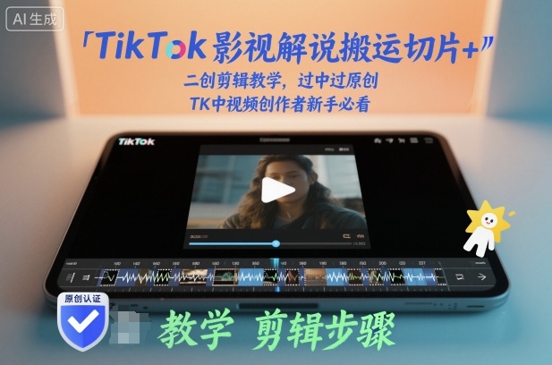 TikTok影视解说搬运切片+二创剪辑教学，过中过原创，TK中视频创作者新手必看网赚项目-副业赚钱-互联网创业-资源整合网创云库