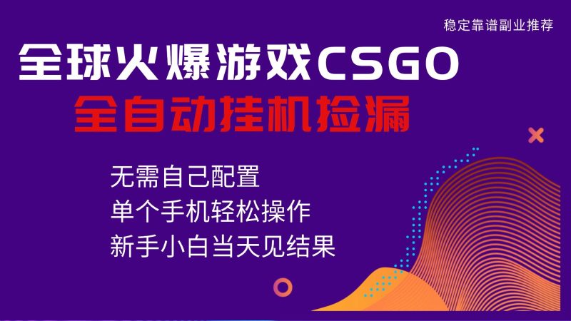 火爆游戏CSGO全自动捡漏，独家最新玩法，单个手机可操作，新手小白日入500+网赚项目-副业赚钱-互联网创业-资源整合网创云库