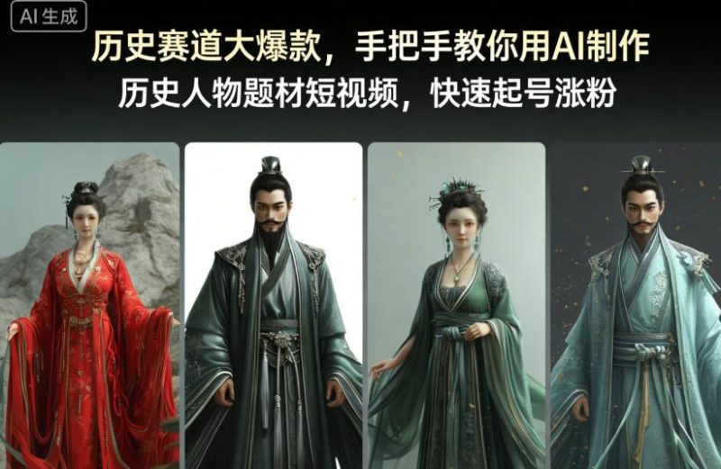 历史赛道大爆款，手把手教你用AI制作历史人物题材短视频，快速起号涨粉网赚项目-副业赚钱-互联网创业-资源整合网创云库