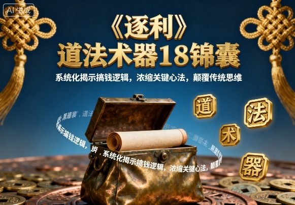 《逐利》道法术器18锦囊，系统化揭示搞钱逻辑，浓缩关键心法，颠覆传统思维（更新）网赚项目-副业赚钱-互联网创业-资源整合网创云库