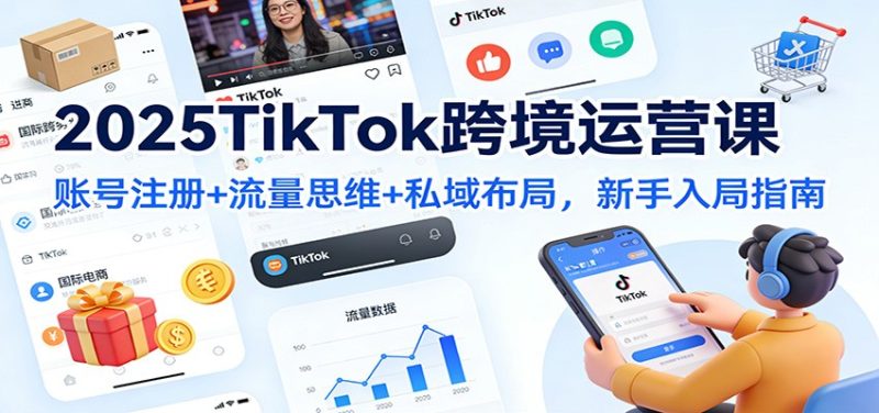 2025TikTok跨境运营课：账号注册+流量思维+私域布局，新手入局指南网赚项目-副业赚钱-互联网创业-资源整合网创云库