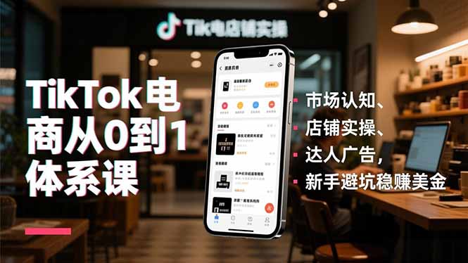 （16818期）TikTok电商从0到1体系课，市场认知、店铺实操、达人广告，新手避坑稳赚美金网赚项目-副业赚钱-互联网创业-资源整合网创云库