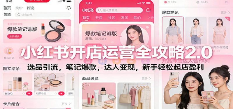 小红书开店运营全攻略2.0：选品引流，笔记爆款，达人变现，新手轻松起店盈利网赚项目-副业赚钱-互联网创业-资源整合网创云库