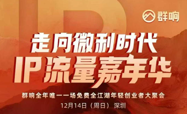2025ip嘉年华万人12月14深圳线下课，走向微利时代，IP流量嘉年华，实操性极强的商业干货课网赚项目-副业赚钱-互联网创业-资源整合网创云库