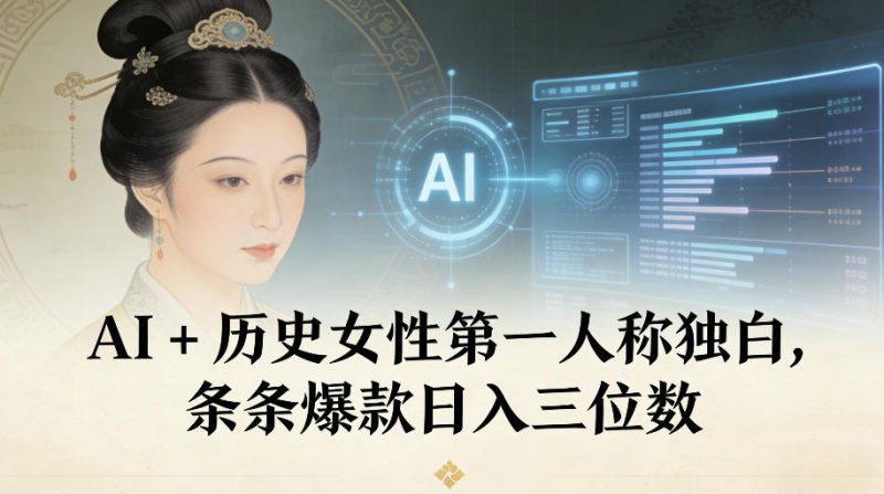 AI+历史女性第一人称独白，条条爆款日入三位数网赚项目-副业赚钱-互联网创业-资源整合网创云库