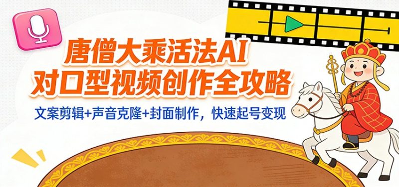“大乘活法”AI对口型视频创作全攻略：文案剪辑+声音克隆+封面制作，快速起号变现网赚项目-副业赚钱-互联网创业-资源整合网创云库