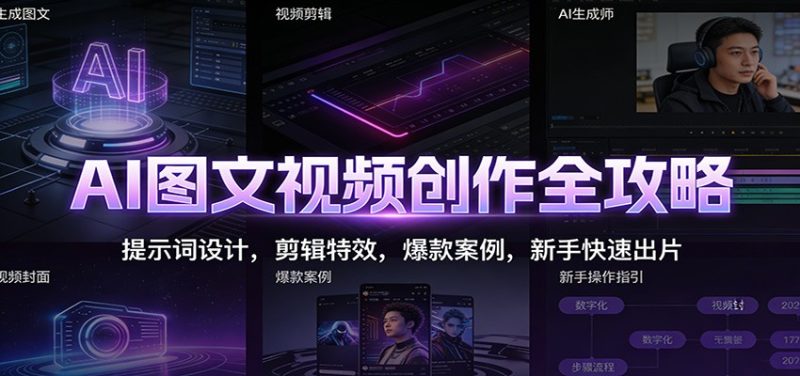 AI图文视频创作全攻略：提示词设计，剪辑特效，爆款案例，新手快速出片网赚项目-副业赚钱-互联网创业-资源整合网创云库