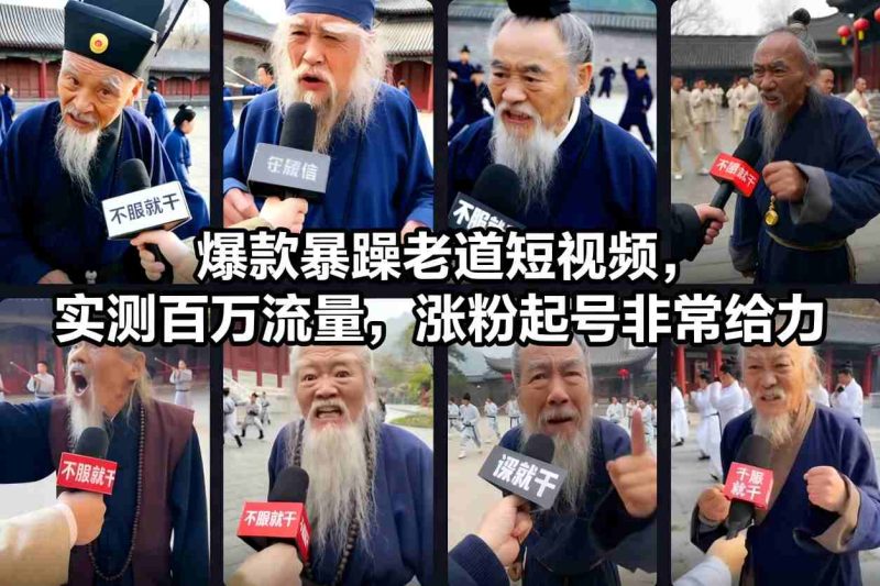 爆款暴躁老道短视频，实测百万流量，涨粉起号非常给力网赚项目-副业赚钱-互联网创业-资源整合网创云库