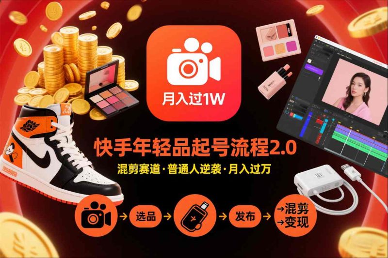 快手短视频带货年轻品起号流程2.0，快手年轻品混剪赛道，普通人也能月入过1W网赚项目-副业赚钱-互联网创业-资源整合网创云库
