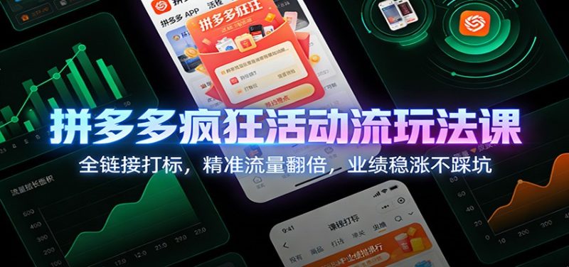 拼多多疯狂活动流玩法课：全链接打标，精准流量翻倍，业绩稳涨不踩坑网赚项目-副业赚钱-互联网创业-资源整合网创云库