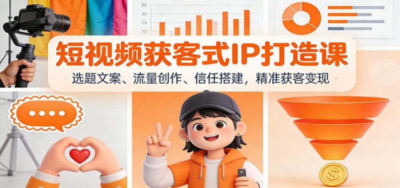 短视频获客式IP打造课：选题文案、流量创作、信任搭建，精准获客变现网赚项目-副业赚钱-互联网创业-资源整合网创云库