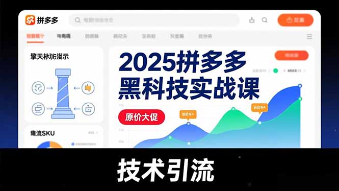 （16977期）2025拼多多黑科技实战课，擎天柱玩法、爆流SKU、原价大促，技术引流，单店日销轻松破千单网赚项目-副业赚钱-互联网创业-资源整合网创云库