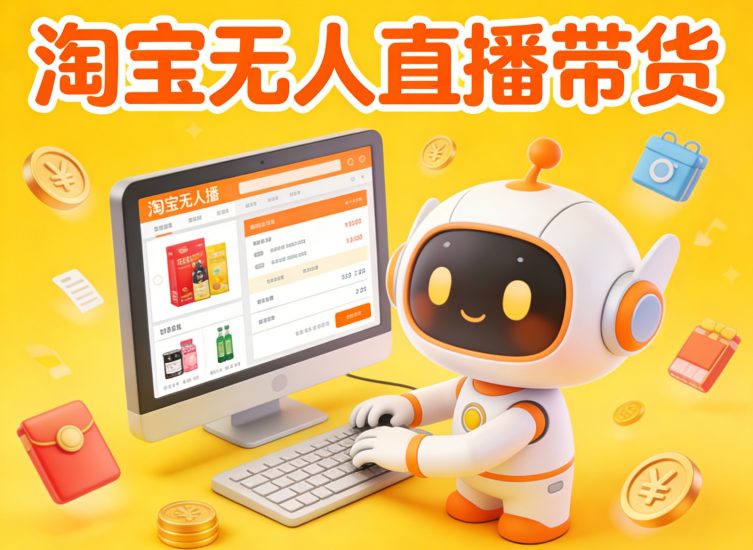 淘宝无人直播带货，24小时自动卖货，月佣金1W+，不违规不封号，不用露脸网赚项目-副业赚钱-互联网创业-资源整合网创云库