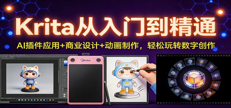 Krita从入门到精通：AI插件应用+商业设计+动画制作，轻松玩转数字创作网赚项目-副业赚钱-互联网创业-资源整合网创云库