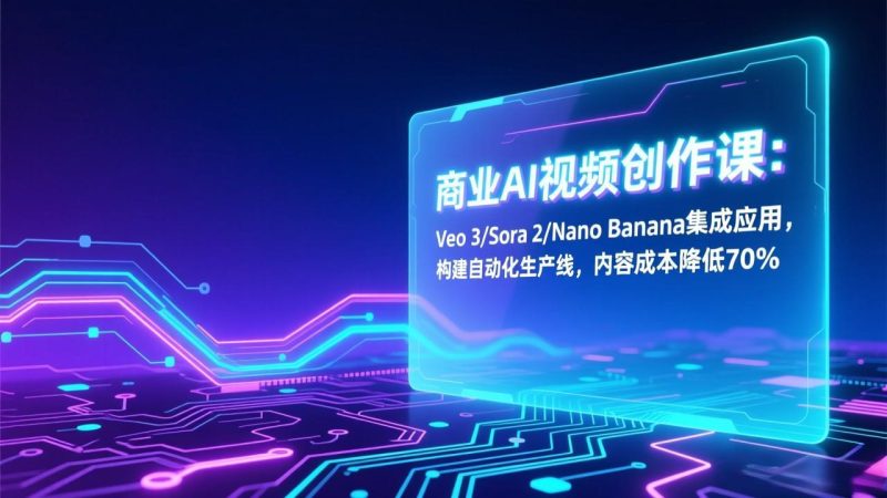 （17070期）商业AI视频创作课：Veo 3/Sora 2/Nano Banana集成应用，构建自动化生产线，内容成本降低70%网赚项目-副业赚钱-互联网创业-资源整合网创云库