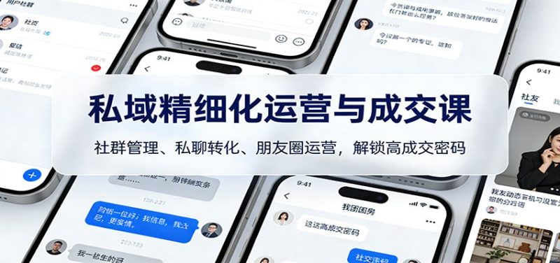 私域精细化运营与成交课：社群管理、私聊转化、朋友圈运营，解锁高成交密码网赚项目-副业赚钱-互联网创业-资源整合网创云库