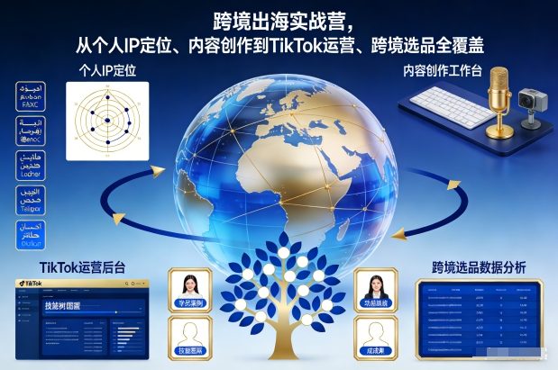 跨境出海实战营，从个人IP定位、内容创作到TikTok运营、跨境选品全覆盖网赚项目-副业赚钱-互联网创业-资源整合网创云库