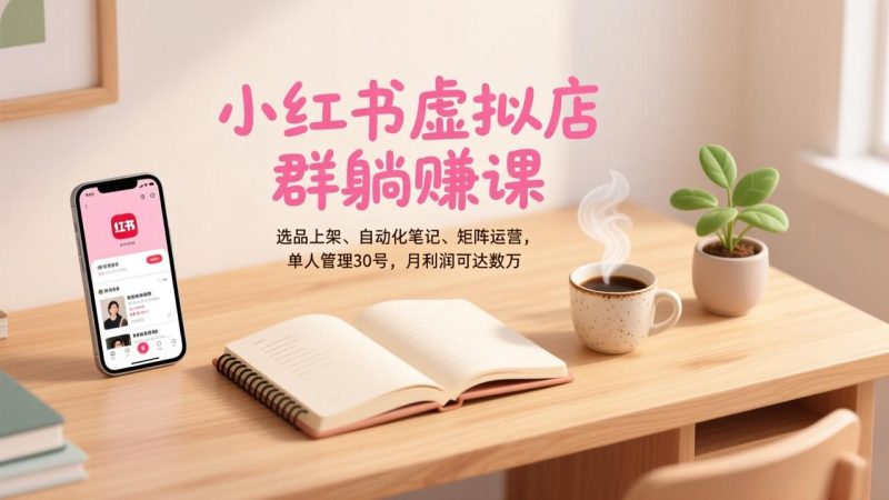 (17072期)小红书虚拟店群躺赚课,选品上架、自动化笔记、矩阵运营,单人管理30号,月利润可达数万网赚项目-副业赚钱-互联网创业-资源整合网创云库
