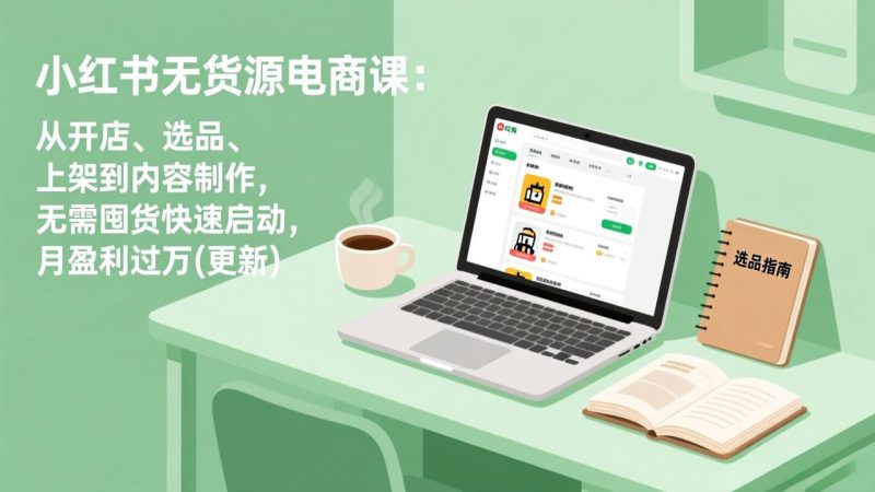 （17150期）小红书无货源电商课：从开店、选品、上架到内容制作，无需囤货快速启动，月盈利过万(更新)网赚项目-副业赚钱-互联网创业-资源整合网创云库