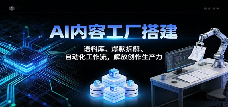 AI内容工厂搭建：语料库、爆款拆解、自动化工作流，解放创作生产力网赚项目-副业赚钱-互联网创业-资源整合网创云库