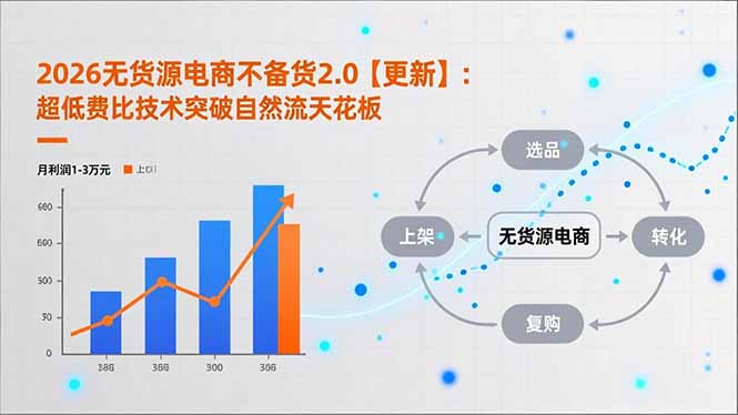 （17133期）2026无货源电商不备货2.0【更新】：超低费比技术突破自然流天花板，单店月利润1-3万元网赚项目-副业赚钱-互联网创业-资源整合网创云库