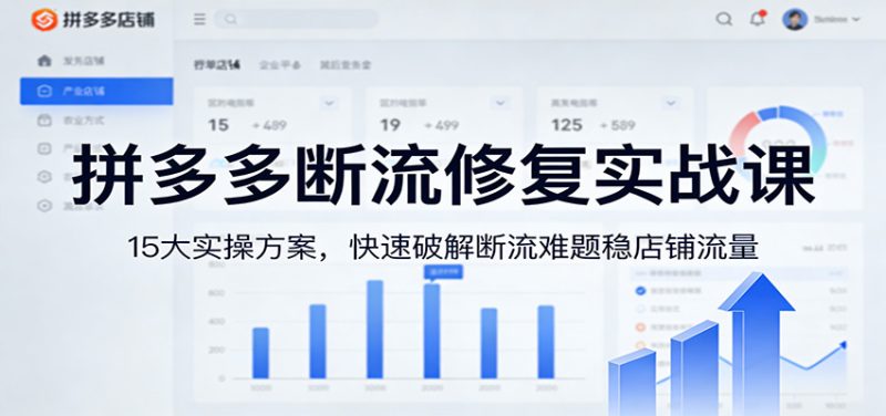 拼多多断流修复实战课：15大实操方案，快速破解断流难题稳店铺流量网赚项目-副业赚钱-互联网创业-资源整合网创云库