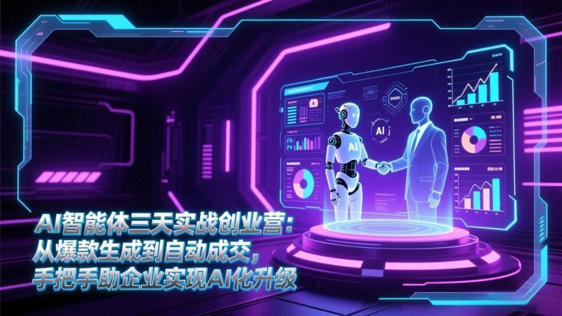 （17181期）AI智能体三天实战创业营：从爆款生成到自动成交，手把手助企业实现AI化升级网赚项目-副业赚钱-互联网创业-资源整合网创云库