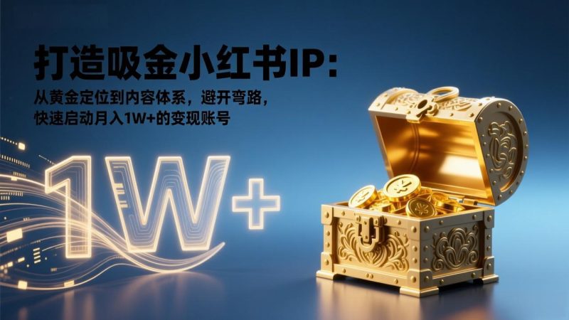 （17227期）打造吸金小红书IP：从黄金定位到内容体系，避开弯路，快速启动月入1W+的变现账号网赚项目-副业赚钱-互联网创业-资源整合网创云库