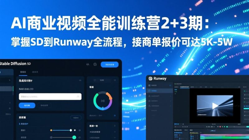 （17235期）AI商业视频全能训练营2+3期：掌握SD到Runway全流程，接商单报价可达5K-5W网赚项目-副业赚钱-互联网创业-资源整合网创云库