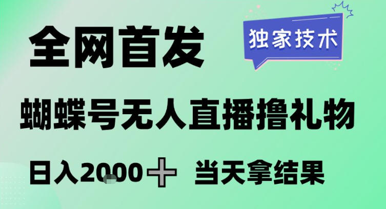 2026最新蝴蝶号无人直播掘金，独家技术，全网首发小白做了一个月收益3W，长期稳定可做网赚项目-副业赚钱-互联网创业-资源整合网创云库
