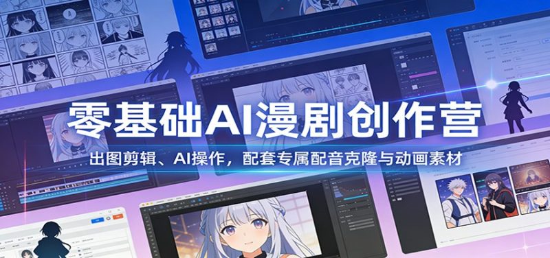 零基础AI漫剧创作营：出图剪辑、AI操作，配套专属配音克隆与动画素材网赚项目-副业赚钱-互联网创业-资源整合网创云库