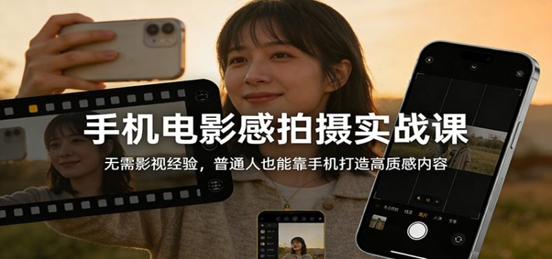 手机电影感拍摄实战课：无需影视经验，普通人也能靠手机打造高质感内容网赚项目-副业赚钱-互联网创业-资源整合网创云库