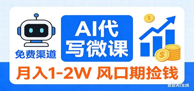 2026告别打工！AI 代写微课，提供免费渠道，月入 1-2W 风口期捡钱网赚项目-副业赚钱-互联网创业-资源整合网创云库
