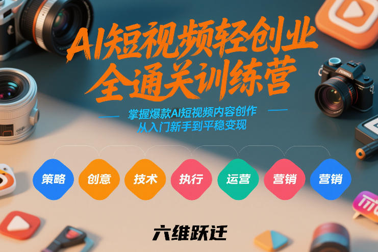 AI短视频轻创业全通关训练营，掌握爆款AI短视频内容创作，从入门新手到平稳变现的六维跃迁网赚项目-副业赚钱-互联网创业-资源整合网创云库