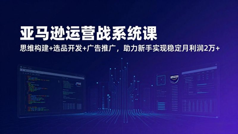 （17311期）亚马逊运营实战系统课，思维构建+选品开发+广告推广，助力新手实现稳定月利润2万+（更新）网赚项目-副业赚钱-互联网创业-资源整合网创云库