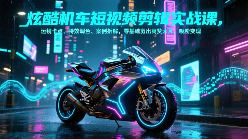 （17304期）炫酷机车短视频剪辑实战课，运镜卡点、特效调色、案例拆解，零基础剪出高赞大片，吸粉变现网赚项目-副业赚钱-互联网创业-资源整合网创云库