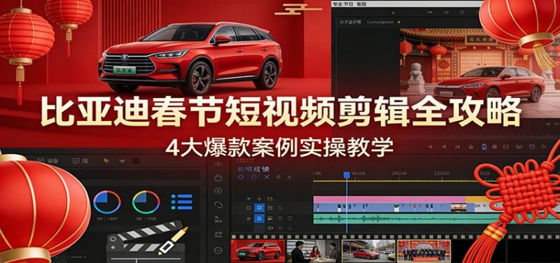 比亚迪春节短视频剪辑全攻略，4大爆款案例实操教学网赚项目-副业赚钱-互联网创业-资源整合网创云库