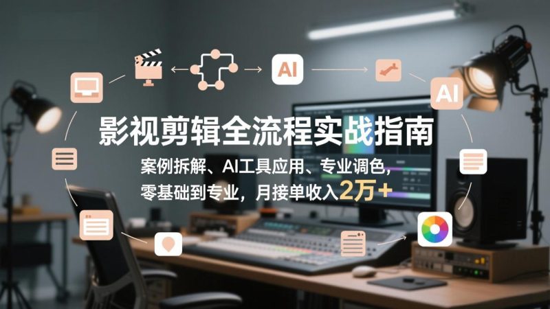 （17338期）影视剪辑全流程实战指南，案例拆解、AI工具应用、专业调色，零基础到专业，月接单收入2万+网赚项目-副业赚钱-互联网创业-资源整合网创云库