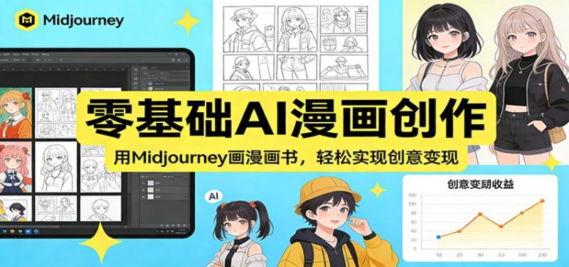 零基础AI漫画创作：用Midjourney画漫画书，轻松实现创意变现网赚项目-副业赚钱-互联网创业-资源整合网创云库