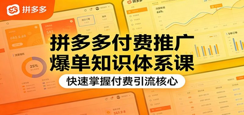 拼多多付费推广爆单知识体系课，快速掌握付费引流核心网赚项目-副业赚钱-互联网创业-资源整合网创云库