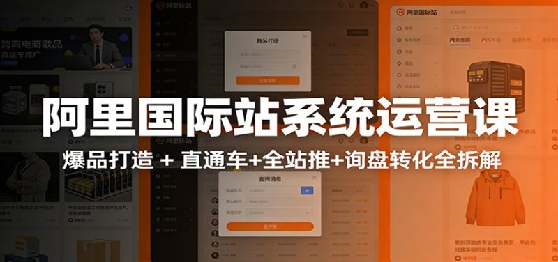 阿里国际站运营实战课：从店铺布局到TOP10旺铺，数据化运营，推广全攻略网赚项目-副业赚钱-互联网创业-资源整合网创云库