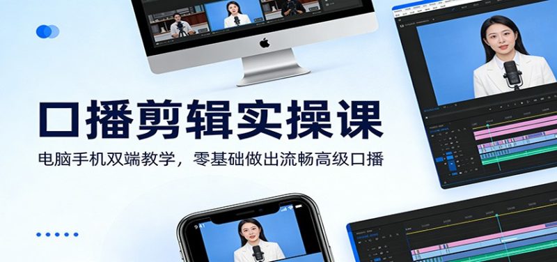 口播剪辑实操课：电脑手机双端教学，零基础做出流畅高级口播网赚项目-副业赚钱-互联网创业-资源整合网创云库