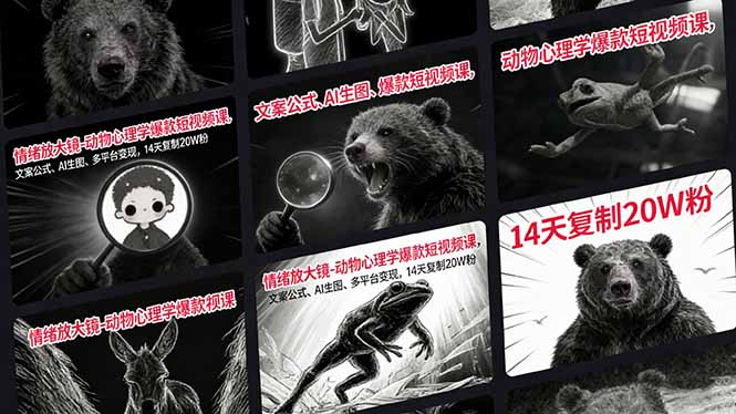 （17376期）情绪放大镜-动物心理学爆款短视频课，文案公式、AI生图、多平台变现，14天复制20W粉网赚项目-副业赚钱-互联网创业-资源整合网创云库